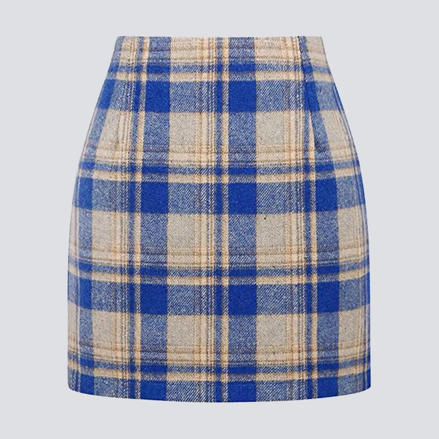 Womens Wool Plaid Mini Skirt Fall Winter High Waisted Bodycon Pencil Skirt Outfits for Women