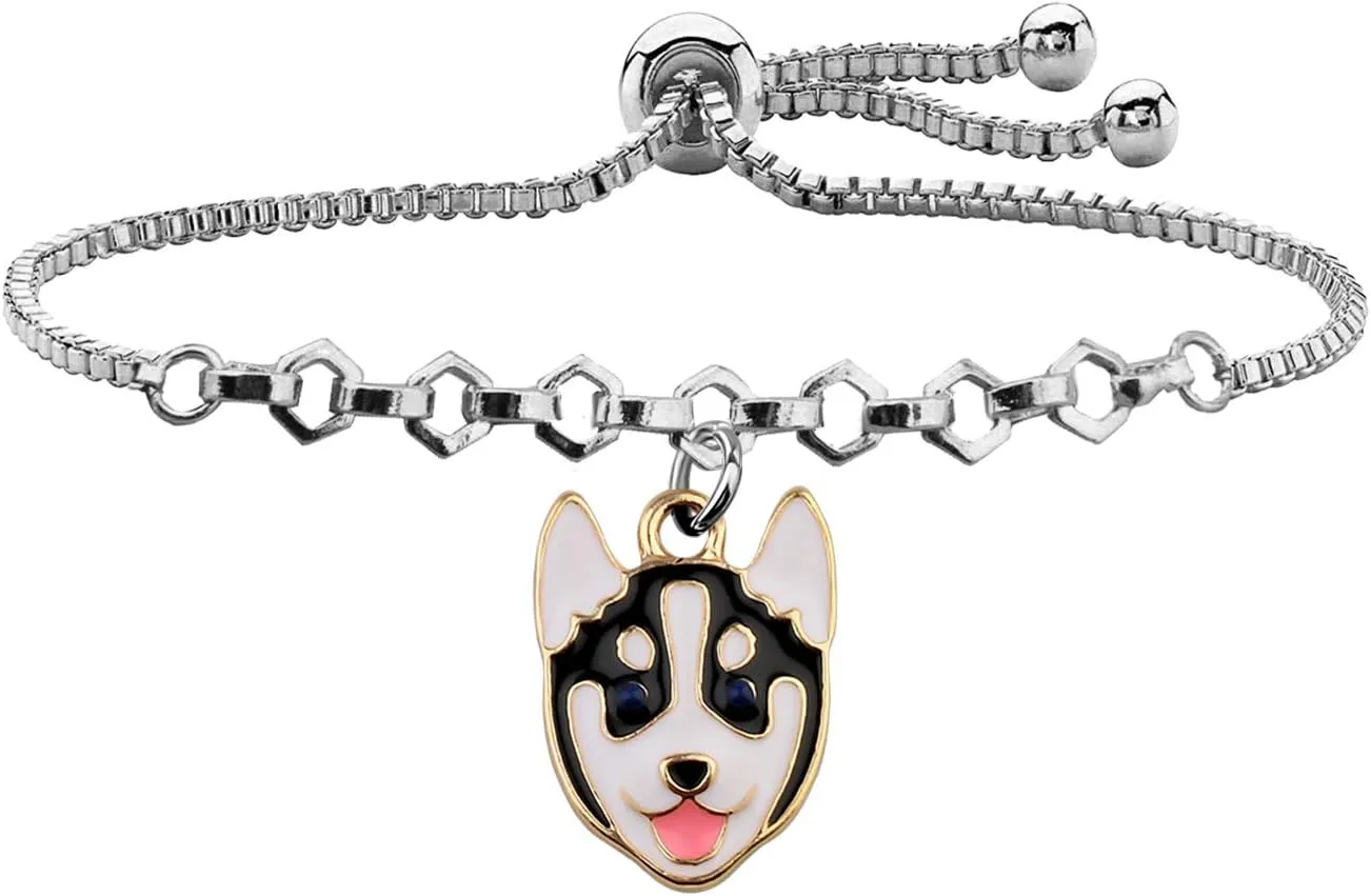 WSNANG Husky Jewelry Husky Keychain Husky Bracelet/Necklace Dog Mom Gift Dogs Jewelry for Husky Lover