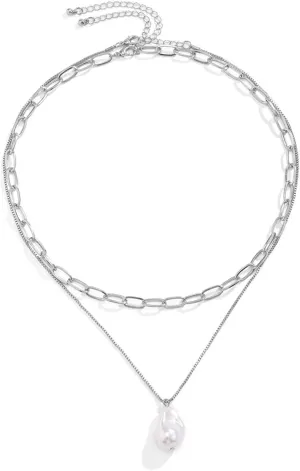 Wycian Bohemian Jewelry for Women Necklace, Necklace Chains Layers Irregular Pearl Jewelry for Women Women Necklace