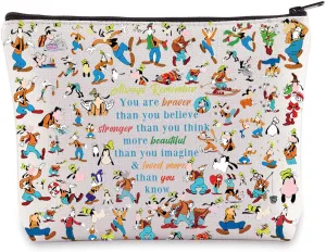 WZMPA Cartoon Dog Cosmetic Bag Dog Lover Gift You Are Braver Stronger Smarter Than You Think Cartoon Makeup Zipper Pouch Bag Movie Merchandise (dog goof Always)