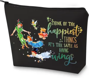 WZMPA Cartoon Movie Cosmetic Bag Fairytale Fans Gift Think Of The Happiest Things It's The Same As Having Wings Makeup Zipper Pouch Bag Cartoon Merchandise (Happiest Things-BL)