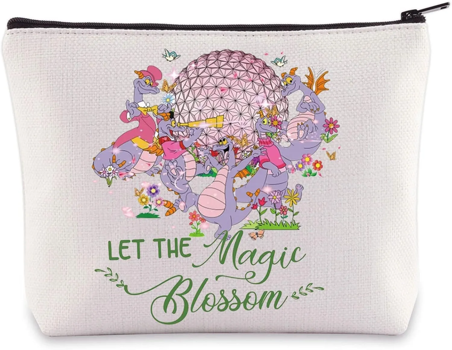 WZMPA Purple Dragon Cosmetic Bag - Magic Blossom Dragon Fans Gift Zipper Pouch Bag - Movie Merchandise