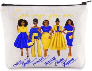WZMPA SGR Cosmetic Makeup Bag Greek Sorority Gift God Says You Are Sorority Makeup Zipper Pouch Bag 1922 SGR Paraphernalia (God Says SGR)
