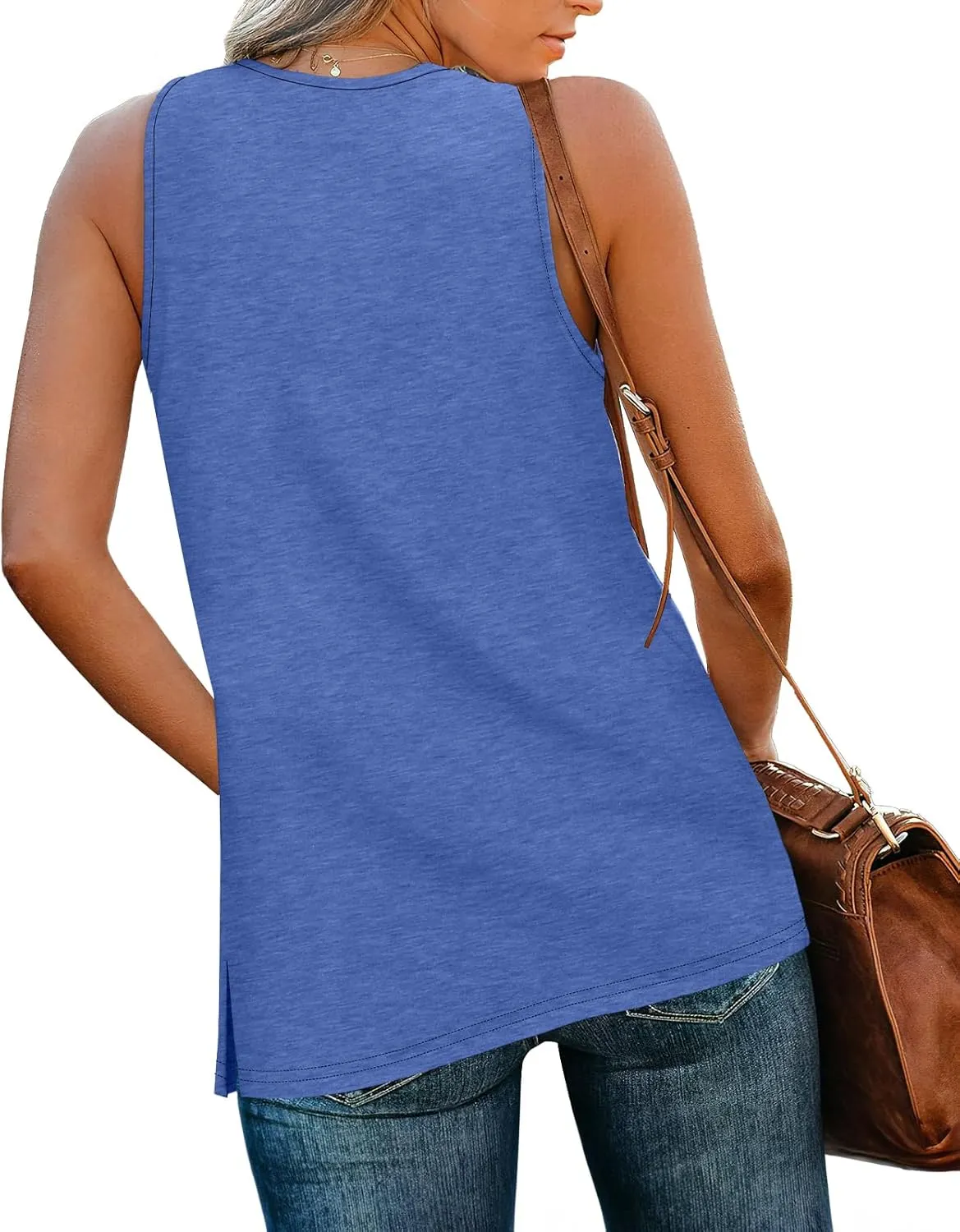 XIEERDUO Tank Tops for Women V Neck Summer Outfits Side Slit Sleeveless Shirts Loose Fit 2025 Fashion