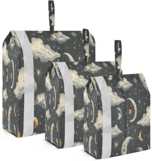 xigua Moons and Clouds 3 Set Compression Packing Cubes for Travel,Travel Essentials for Carry on Luggage,Travel Accessories for Suitcase Organizer Bags Set,Lightweight and foldable