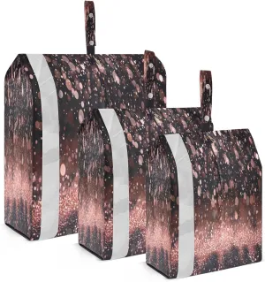 xigua Rose Gold Glitter 3 Set Compression Packing Cubes for Travel,Travel Essentials for Carry on Luggage,Travel Accessories for Suitcase Organizer Bags Set,Lightweight and foldable