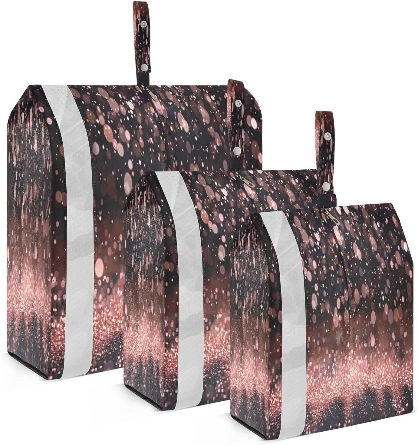 xigua Rose Gold Glitter 3 Set Compression Packing Cubes for Travel,Travel Essentials for Carry on Luggage,Travel Accessories for Suitcase Organizer Bags Set,Lightweight and foldable