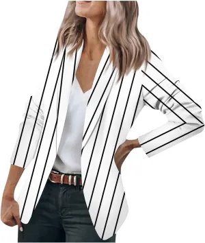 ZEFOTIM Blazer for Women 2024 Casual Oversized Fitted Lapel with Pockets Jacket Long Fashion Trendy Coat