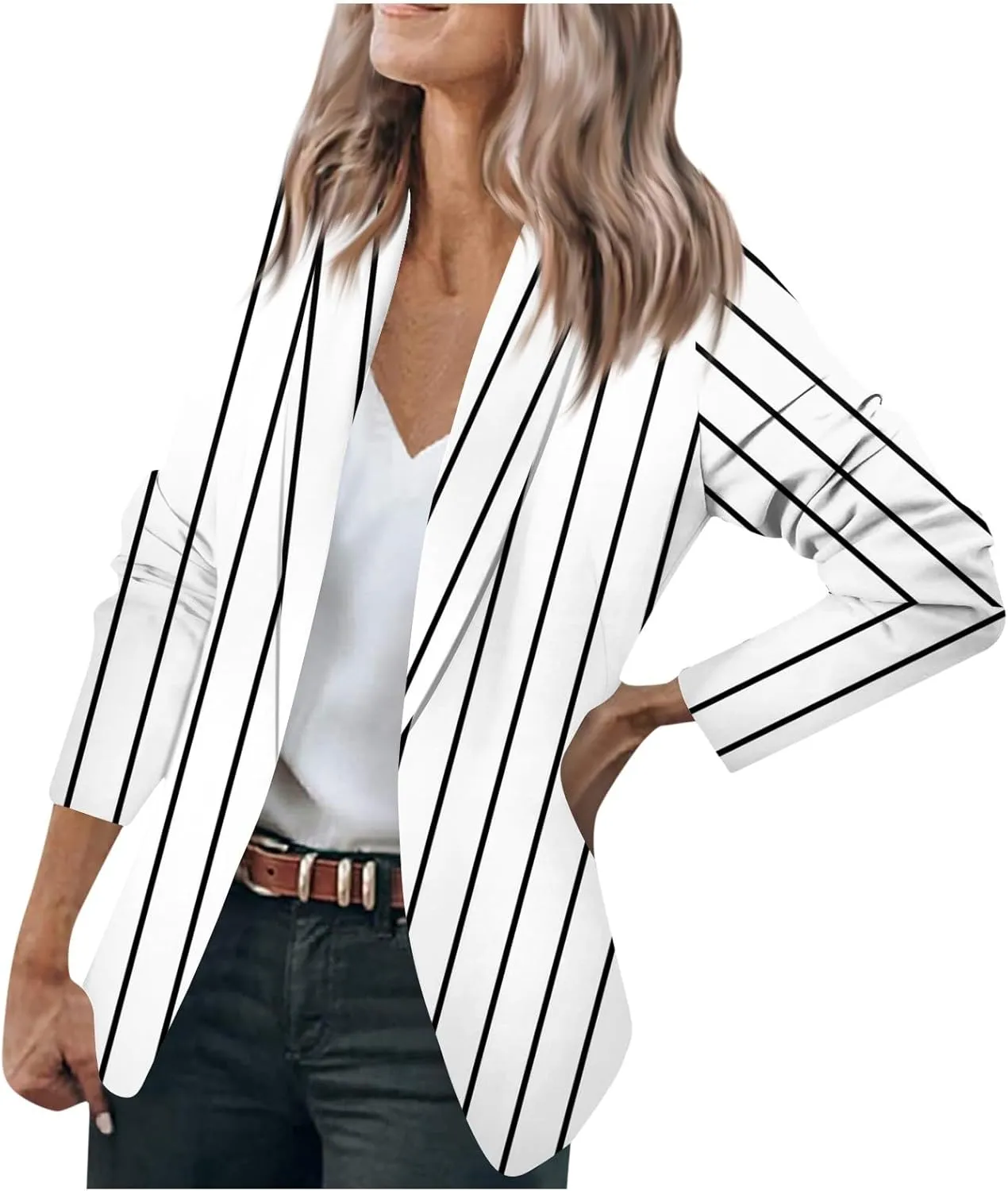 ZEFOTIM Blazer for Women 2024 Casual Oversized Fitted Lapel with Pockets Jacket Long Fashion Trendy Coat