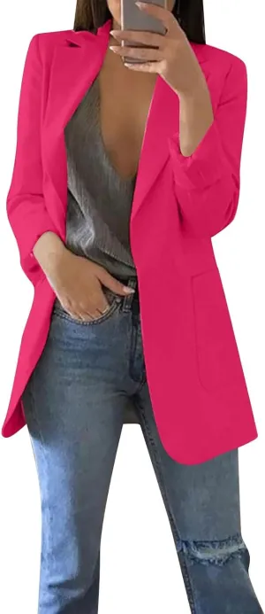 ZEFOTIM Women Blazer Fitted Fashion Plus Size Floral/Striped Coat Trendy Business 2024 Blazer