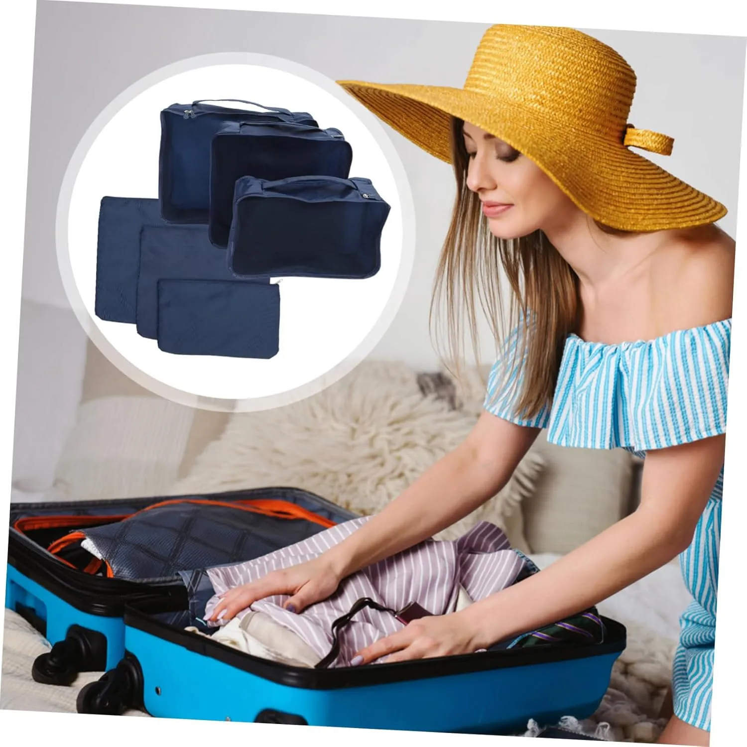 Zerodeko Oxford Fabric Storage Bag Set 6pcs Window-design for Easy Access Versatile Storage