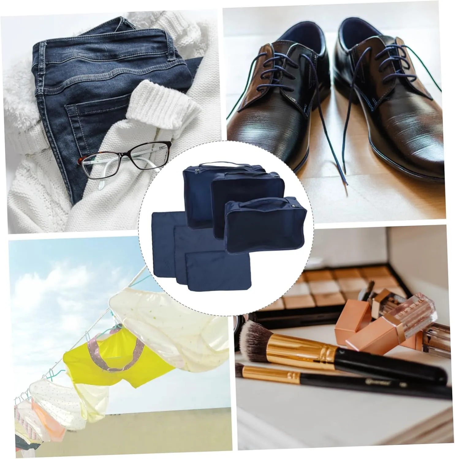 Zerodeko Oxford Fabric Storage Bag Set 6pcs Window-design for Easy Access Versatile Storage