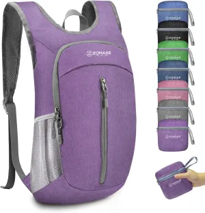 ZOMAKE 10L Ultra Lightweight Packable Backpack, Small Daypack Light Foldable Backpacks Water Resistant Day Bag for Hiking(Light Purple)